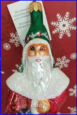 Vintage CHRISTOPHER RADKO Village Santa Glass Christmas Ornament 1995 New RARE