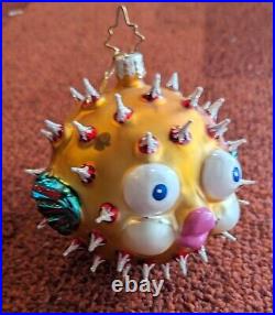 Vintage Christopher RADKO Puff A Kiss PUFFER FISH Glass Ornament Rare