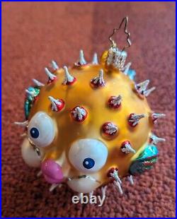 Vintage Christopher RADKO Puff A Kiss PUFFER FISH Glass Ornament Rare