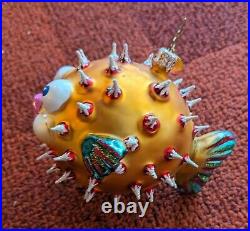 Vintage Christopher RADKO Puff A Kiss PUFFER FISH Glass Ornament Rare