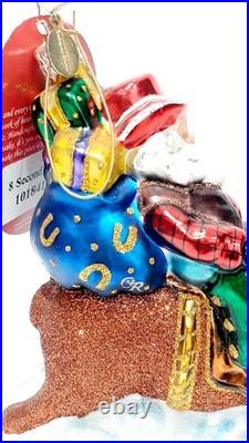 Vintage Christopher Radko 8 Second Nick Santa Riding Bull Ornament RARE