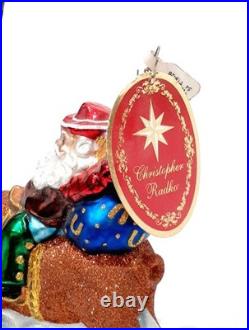 Vintage Christopher Radko 8 Second Nick Santa Riding Bull Ornament RARE