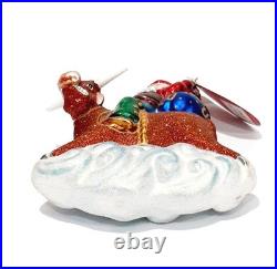 Vintage Christopher Radko 8 Second Nick Santa Riding Bull Ornament RARE