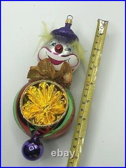 Vintage Christopher Radko Blown Glass Ornament 1999 GIGGLES THE CLOWN Reflector