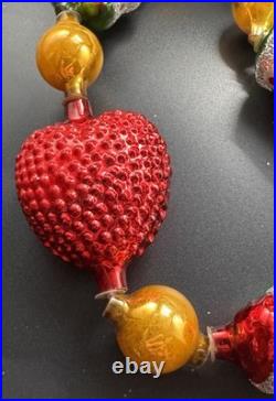 Vintage Christopher Radko Christmas Garland, Santas and Hearts