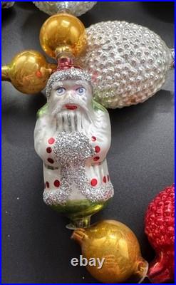 Vintage Christopher Radko Christmas Garland, Santas and Hearts