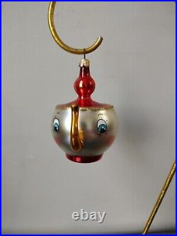 Vintage Christopher Radko Christmas ornament Italian glass Mrs Potts teapot
