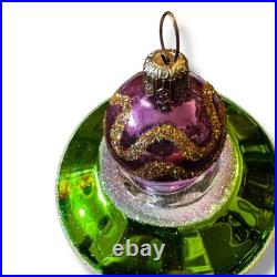 Vintage Christopher Radko Friendly Visitor UFO Christmas Ornament Flying Saucer