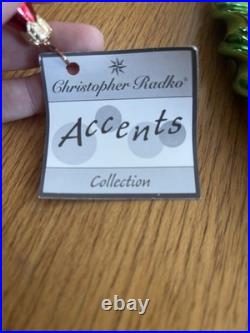 Vintage Christopher Radko Glass Icicle Ornaments Green And Red Set Of 8