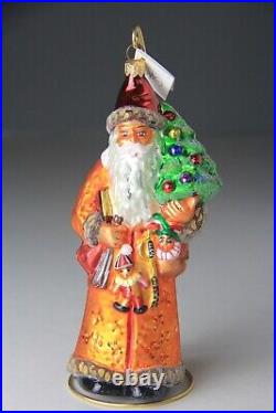 Vintage Christopher Radko Gold Balmoral Santa Christmas Ornament 8.5