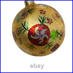 Vintage Christopher Radko HOLIDAY BLOSSOM Ball Christmas Ornament 99-003-0