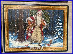 Vintage Christopher Radko Home For The Holidays Santa Wood Placemats 4 Qty Nwot