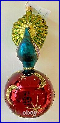 Vintage Christopher Radko PROUD PEACOCK CELESTIAL Christmas Ornament, Rare, 1990