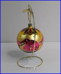 Vintage Christopher Radko Pink Elephants Large Ball Christmas Ornament 91-070-1