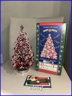 Vintage Christopher Radko Shiny Brite Bottlebrush Christmas Tree red silver 12