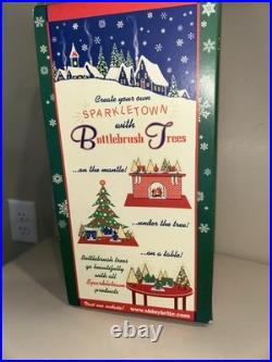 Vintage Christopher Radko Shiny Brite Bottlebrush Christmas Tree red silver 12