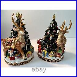 Vintage Christopher Radko St. Nicholas Lane Candleholder Christmas Deer Set