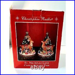 Vintage Christopher Radko St. Nicholas Lane Candleholder Christmas Deer Set