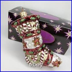Vintage Christopher Radko Stocking Christmas Ornament With Original Box And Tag