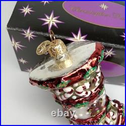 Vintage Christopher Radko Stocking Christmas Ornament With Original Box And Tag
