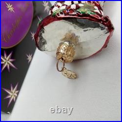 Vintage Christopher Radko Stocking Christmas Ornament With Original Box And Tag