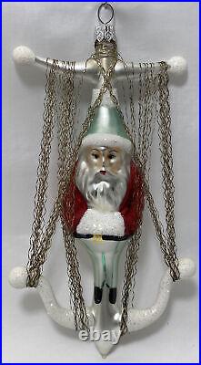 Vintage Christopher Radko Wire Wrapped Anchor SANTA Blown Glass Ornament Poland