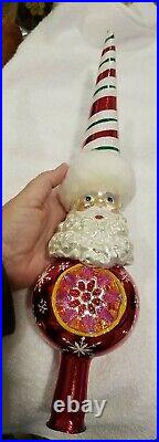 Vintage HUGE Christopher Radko CHRISTMAS Finial Germany Tree Topper 17 Santa