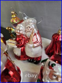 Vintage Lot Of 12 Ornaments Christmas Blown Glass Including Christopher Radko