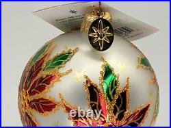 Vintage NEW Christopher RADKO 2000 PETITE WINTER STAR BLOSSOM Glass Ornament