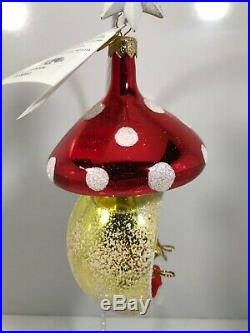 Vintage NEW Christopher RADKO 2000 Santa Shroom Glass Ornament 00-306-0 Italian