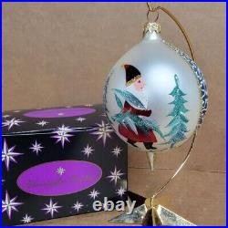 Vintage RADKO BLUE LUCY Ball Teardrop Drop Christmas Ornament Nordic Santa