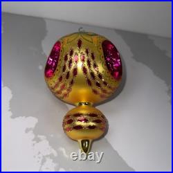 Vintage Radko Midas Touch Triple Indent Reflector Glass ornament read desc