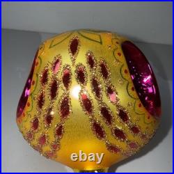 Vintage Radko Midas Touch Triple Indent Reflector Glass ornament read desc