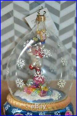 Vintage Rare Christopher Radko Frosty Jubilee Snowman Globe Christmas Ornament