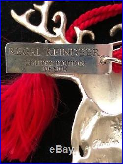 Vintage Sterling Silver Regal Reindeer Brooch / Ornament By Christopher Radko