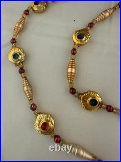 Vntg Christopher Radko 74 Handblown Glass Jeweled Gold Shell Garland Ornament