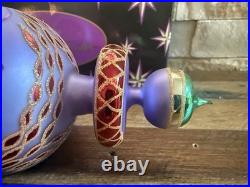 Vtg 1998 Christopher Radko Razzmataz Glass Ornament Purple 98-238-0triple Indent