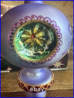 Vtg 1998 Christopher Radko Razzmataz Glass Ornament Purple 98-238-0triple Indent