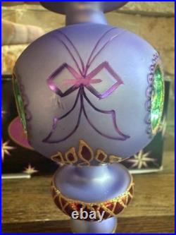 Vtg 1998 Christopher Radko Razzmataz Glass Ornament Purple 98-238-0triple Indent