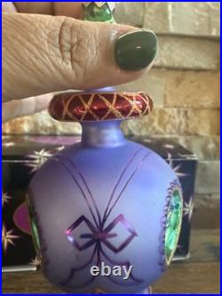 Vtg 1998 Christopher Radko Razzmataz Glass Ornament Purple 98-238-0triple Indent