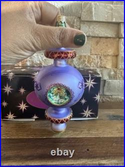 Vtg 1998 Christopher Radko Razzmataz Glass Ornament Purple 98-238-0triple Indent