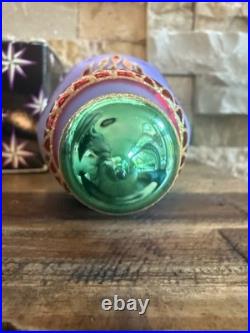 Vtg 1998 Christopher Radko Razzmataz Glass Ornament Purple 98-238-0triple Indent