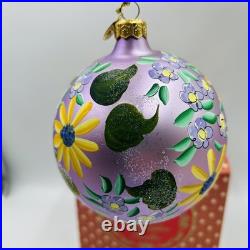 Vtg 2000 Christopher Radko FLOWER FAIR Christmas Ornament Blown Mercury Glass