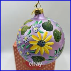 Vtg 2000 Christopher Radko FLOWER FAIR Christmas Ornament Blown Mercury Glass