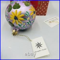 Vtg 2000 Christopher Radko FLOWER FAIR Christmas Ornament Blown Mercury Glass