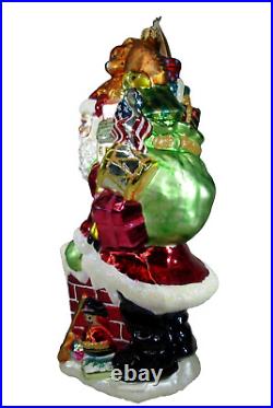 Vtg Christopher RADKO ornament Xmas SANTA'S GIFTS chimney 10 HUGE #1011014 RARE