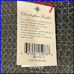 Vtg Christopher Radko Harlequin Glass Finial Christmas Tree Topper 4 Balls 16