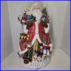 Vtg Christopher Radko Kris Kringle Santa Cookie Jar With 7 Mini Ornaments Ornate