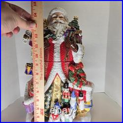 Vtg Christopher Radko Kris Kringle Santa Cookie Jar With 7 Mini Ornaments Ornate