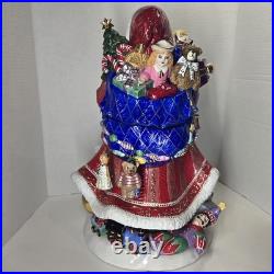 Vtg Christopher Radko Kris Kringle Santa Cookie Jar With 7 Mini Ornaments Ornate
